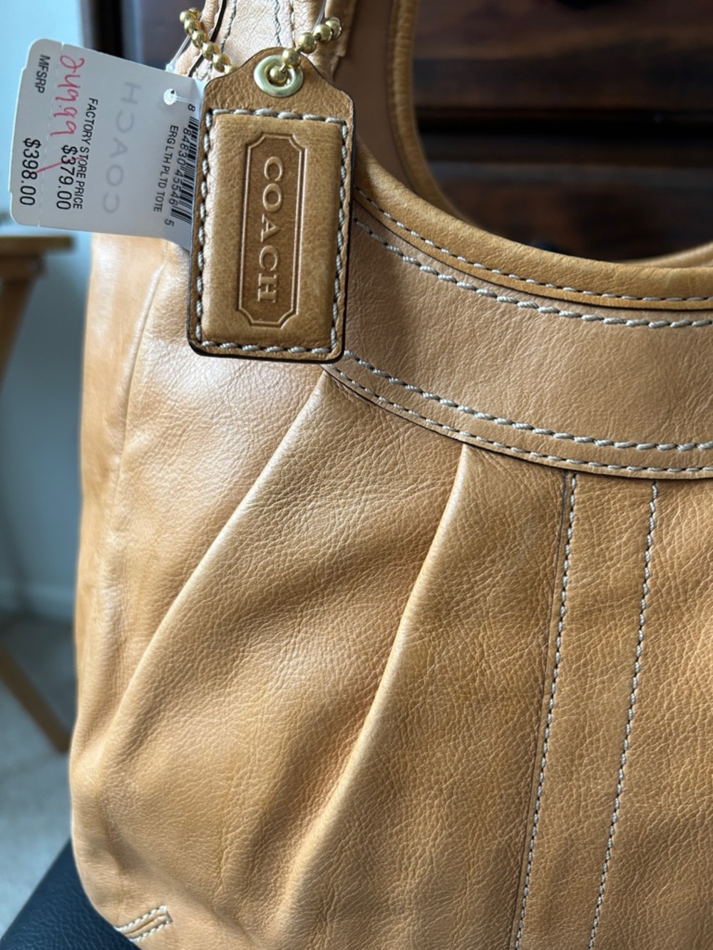 NWT Authentic Tan Leather COACH Ergo Hobo Bag. - Picture 4 of 11